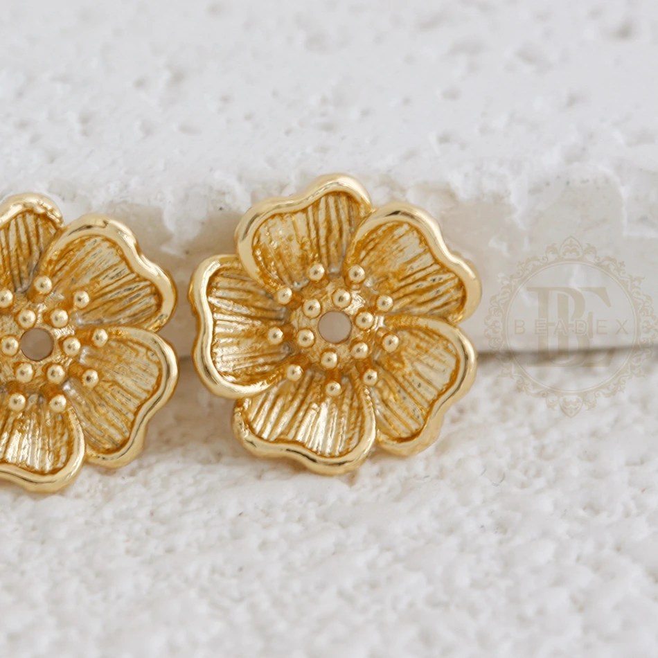 DIY Supply-One Piece Premium Plated Solid Brass Finding Spacer - Flower 11.3x3mm (4917C-11)