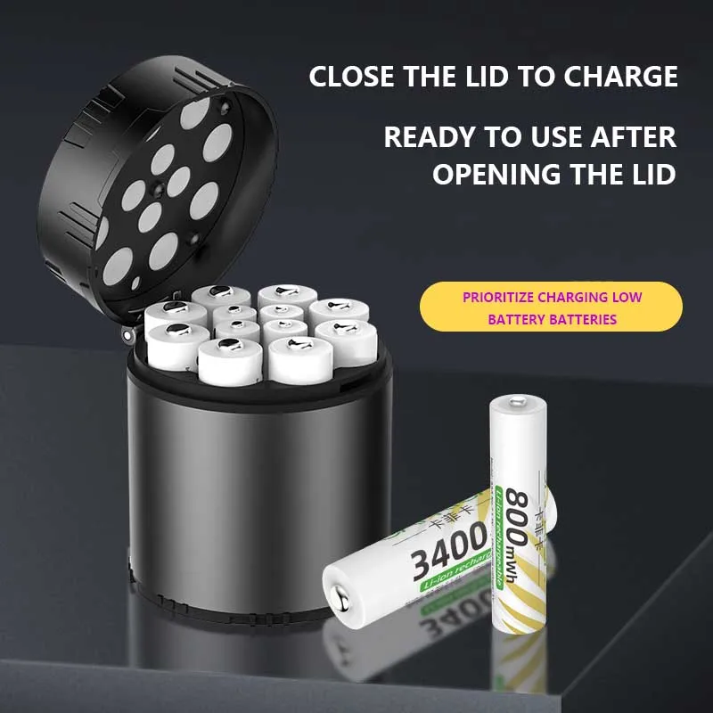 

Мини-литиевое зарядное устройство 5 В AA/AAA, быстрая зарядка USB-C со светодиодной подсветкой, компактная конструкция