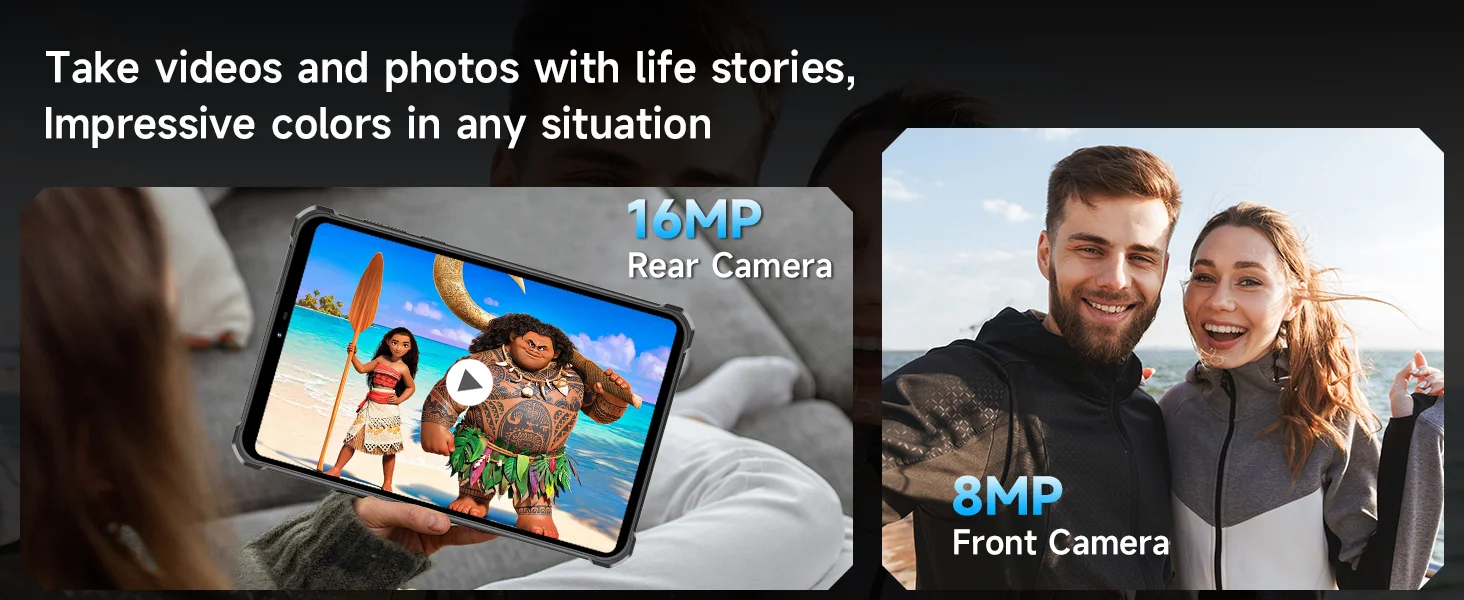 OUKITEL RT3 Plus Rugged Android 15 Tablet, 16GB+128GB 1TB Expandable Waterproof Tablets, 8 Inch HD Display, 1100mAh Battery