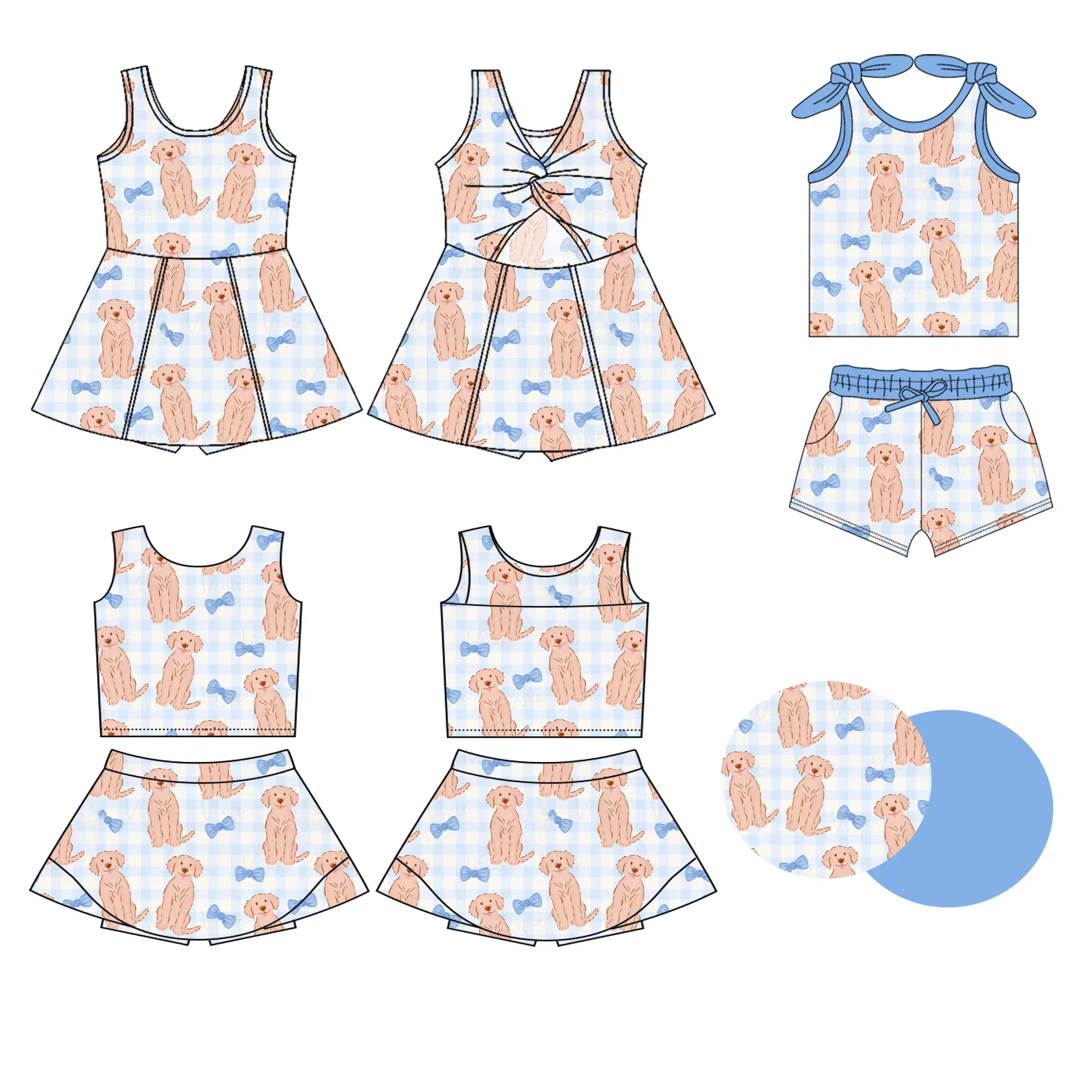 Premium Girls Summer Clothing Set with Halter Dresses Short Skirts And Bow Print Shorts Baby Outfit Wuxi Collection