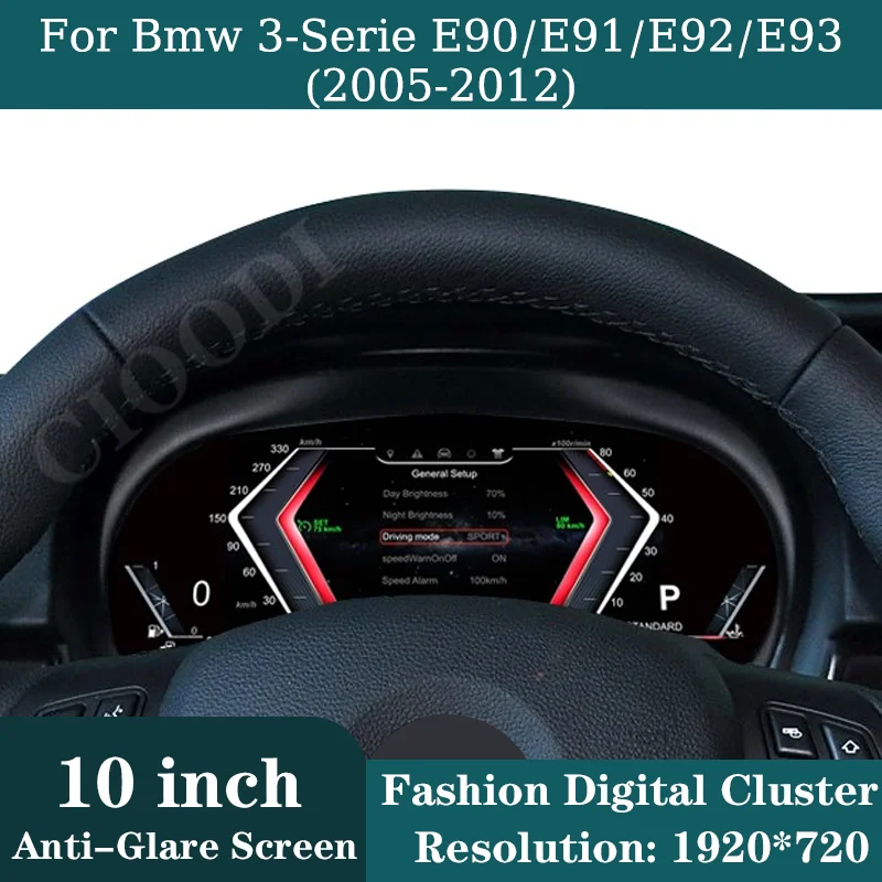 

10-дюймовый автоматический ЖК-дисплей на приборной панели для BMW 3-Series E90 E91 E92E93 2005-2012, плата Speedometerscreen, виртуальный кабин, цифровой кластер