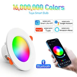 RGB TuYa Led Downlight AC85-265V 15W Dining Room LED Spotlight Smart Ceiling Light CW+WW Recessed Down Light Round Panel Light