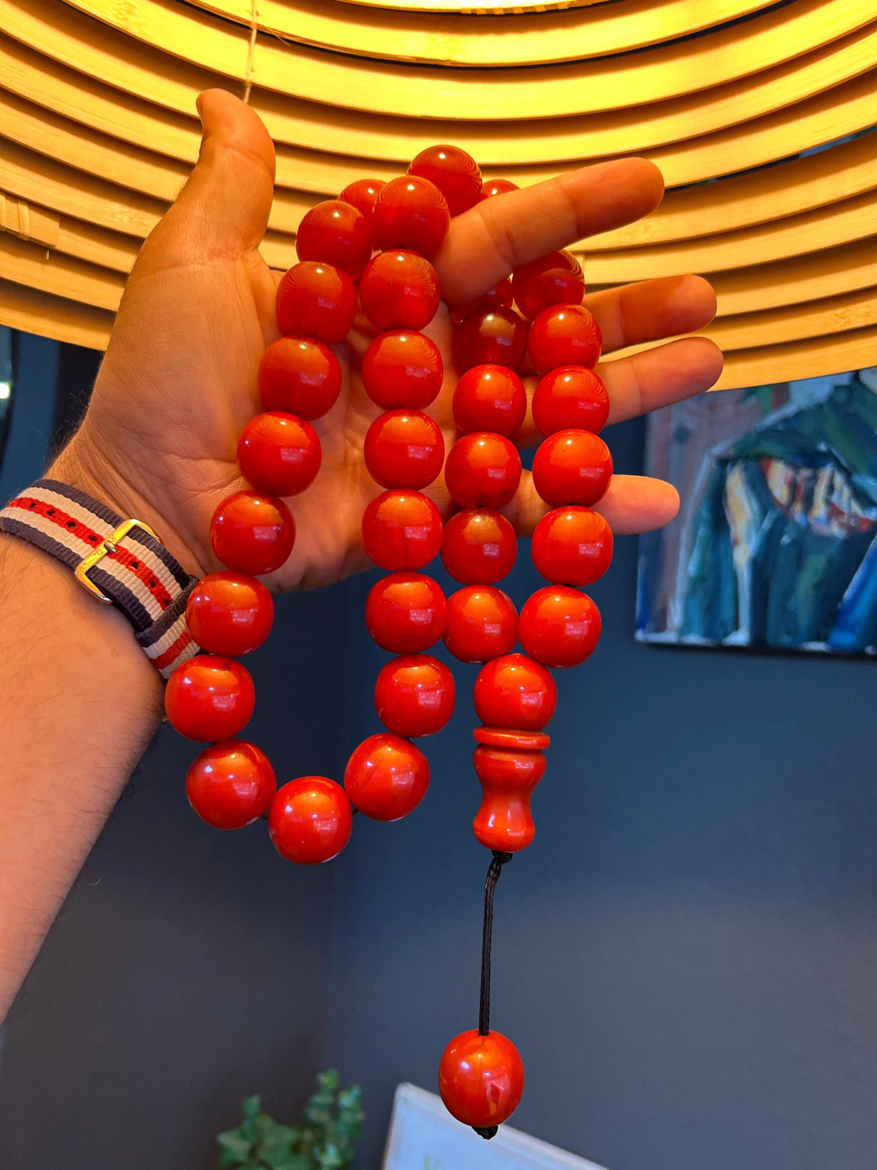 

Red Big Size Bakelite Ottoman Rare Faturan German Amber Sandalous Misbaha Prayerbeads Rosary Tasbih Tesbih İslam T28