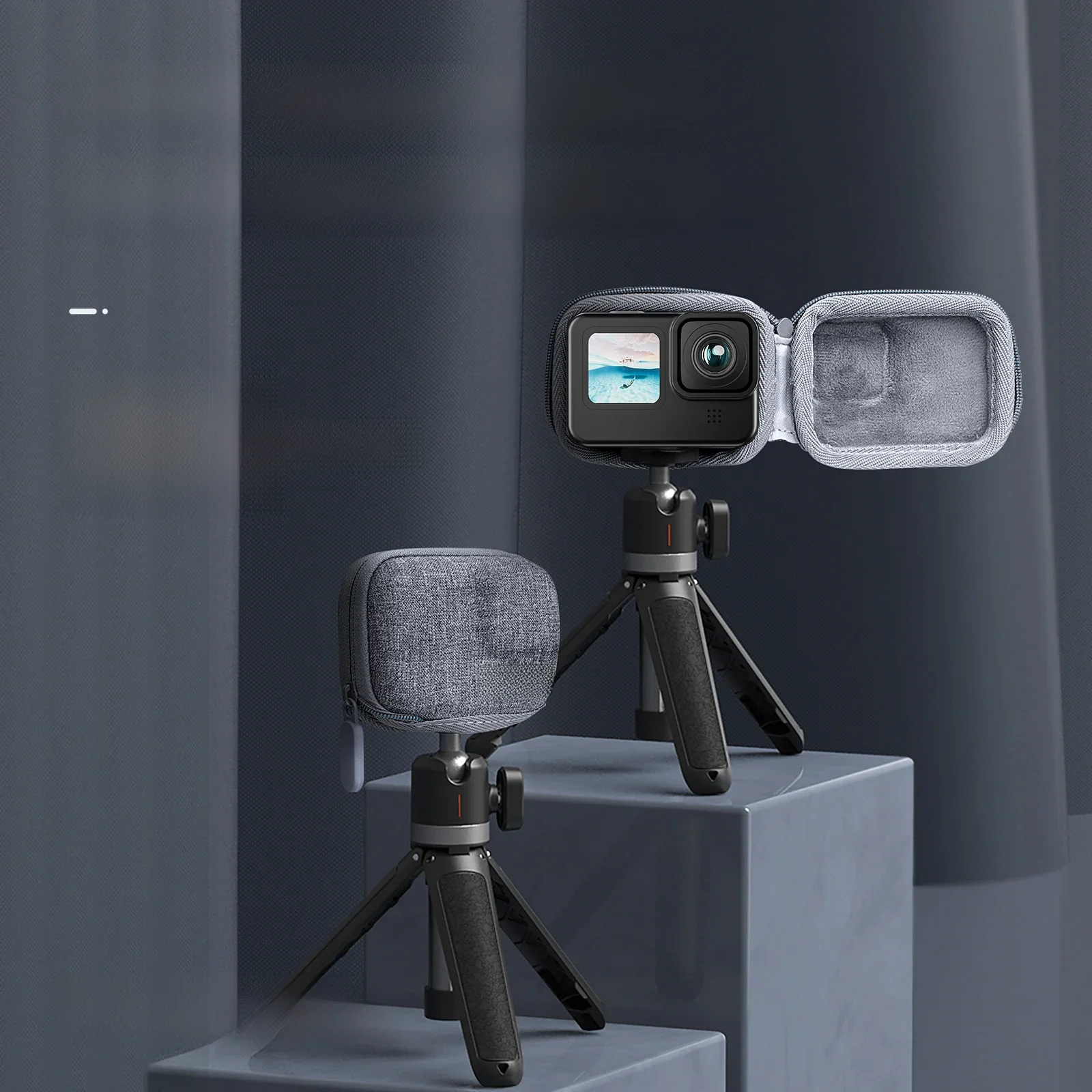 TELESIN Mini Storage Protection Bag Brushed Half Open Quick Release Carrying Case for GoPro 12 Hero 11 for GoPro Hero 10 9 Black