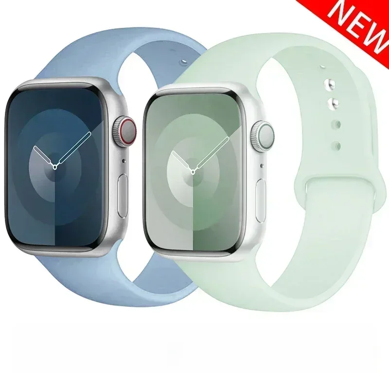 Pulseira de Silicone para Apple Watch, Pulseira Esportiva, iWatch Series 8, 7, 6, 5, 4, 3, SE, 9
