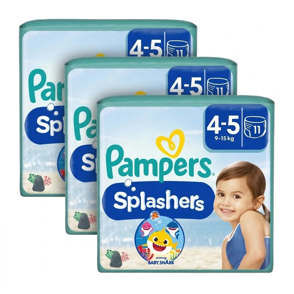 PAMPERS SPLASHERS PIELUSZKI DO PŁYWANIA rozmiar 4 9-15kg 3x11szt  z Polski za $17.78 / ~68zł