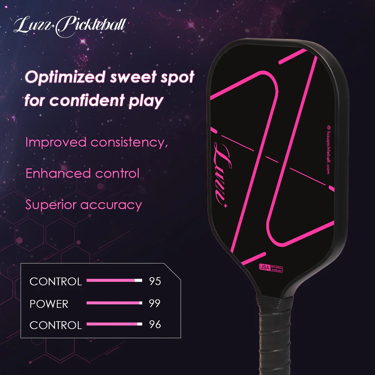 Luzz ZZ USAPA ได้รับการอนุมัติ Pickleball Paddle Thermoformed T700 ดิบคาร์บอนไฟเบอร์ Unibody 16mm Polymer Core Gen 3 Pickleball Racket