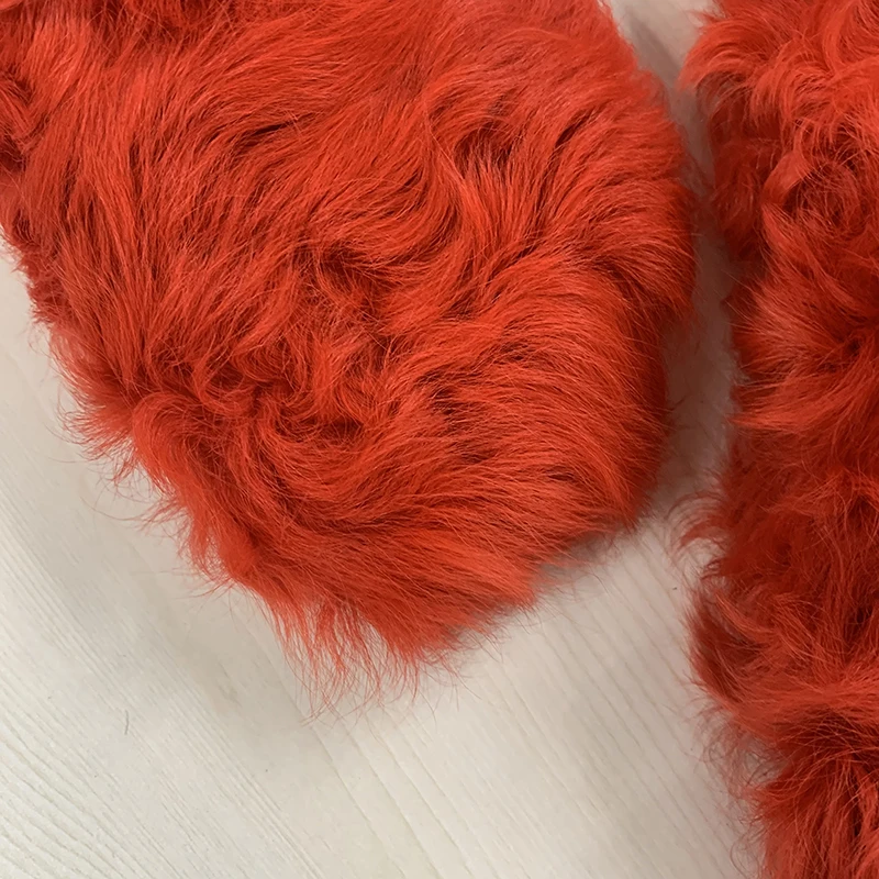 Chunky Real Sheep Fur Slides for Women, Sheep Fur Slippers, Customized Color, S5040