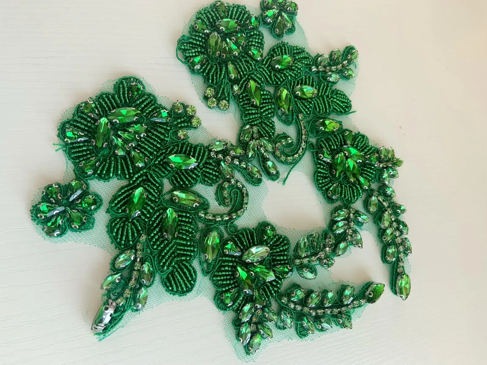 

Green Rhinestone Applique Crystal And Rhinestone Applique Rhinestone Mesh Applique For Prom Wedding Couture