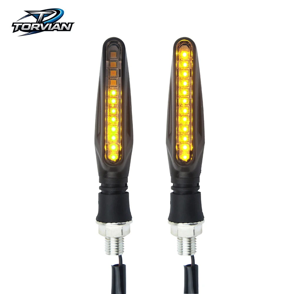 Torvian Universal Motorcycle 12SMD LED Water Flow Flash Turn Signal Light Turning Lamp 12V Sequential Blinker Indicator