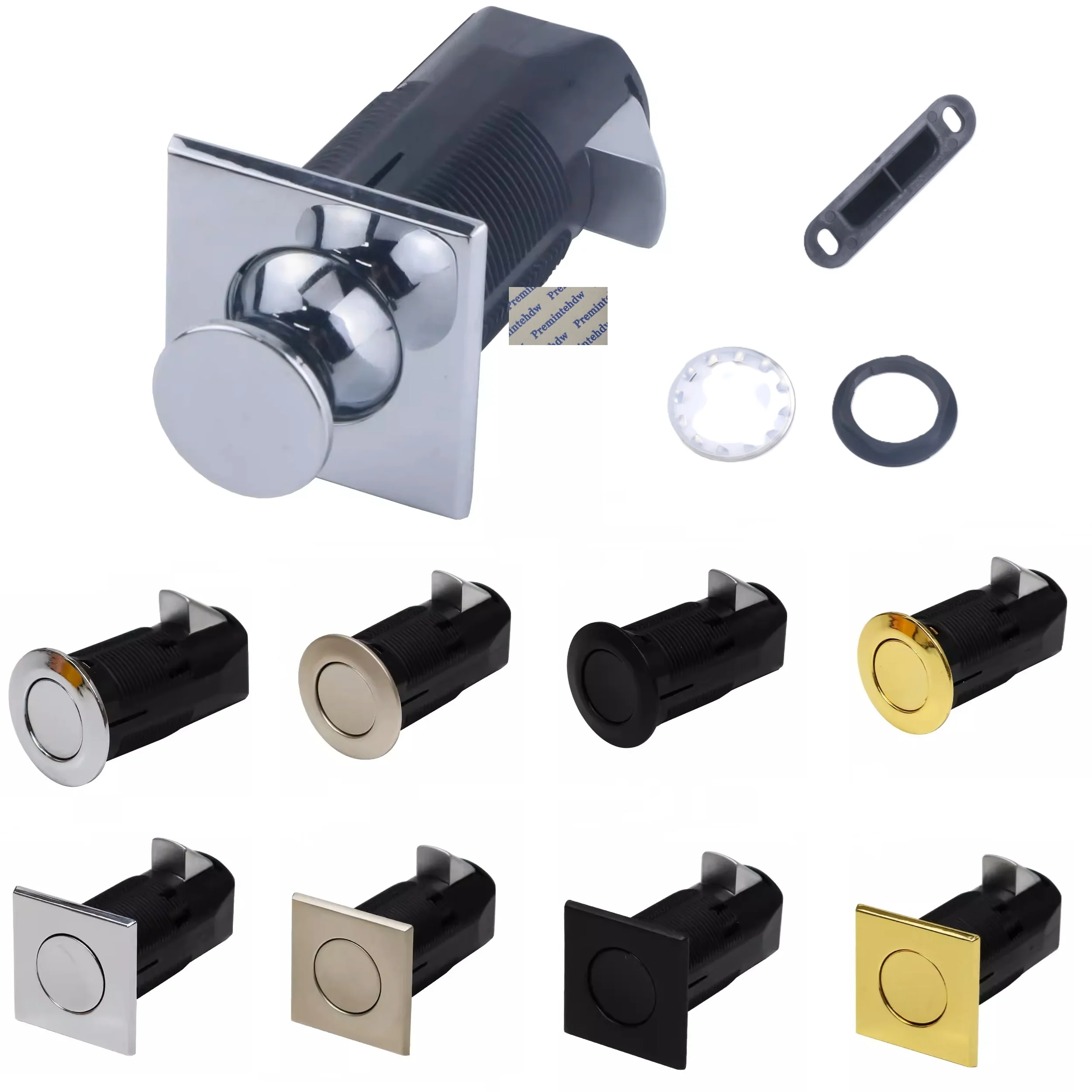 1Pc Round Square Push Button Latch Lock RV Camper Boat Yacht Drawer Cabinet Door