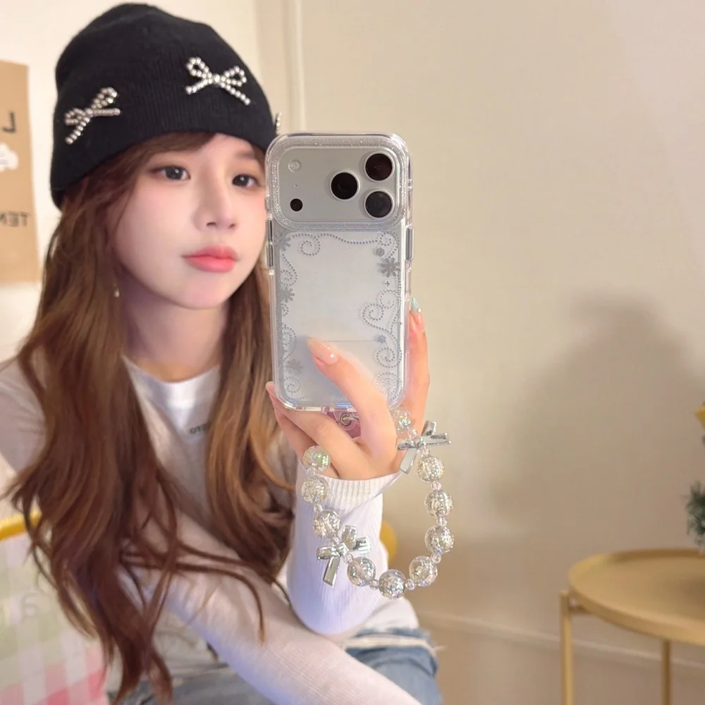 

Gilt edge snowflake mobile phone case, suitable for iPhone 17/14/15/16 Pro Max, Korean version INS shockproof protective case