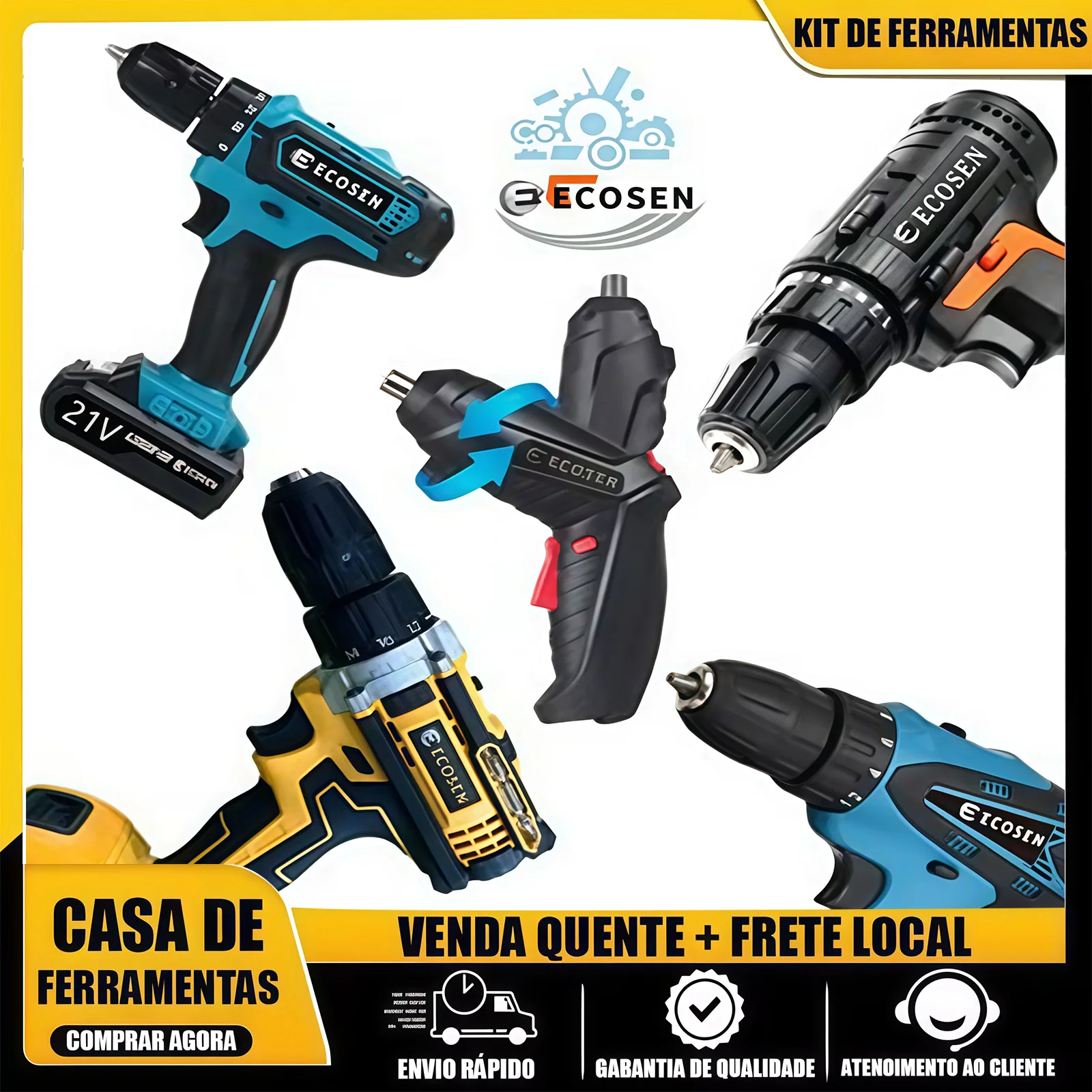 Furadeira Parafusadeira ECOSEN com 2 Baterias e Maleta - Envio Rápido São Paulo