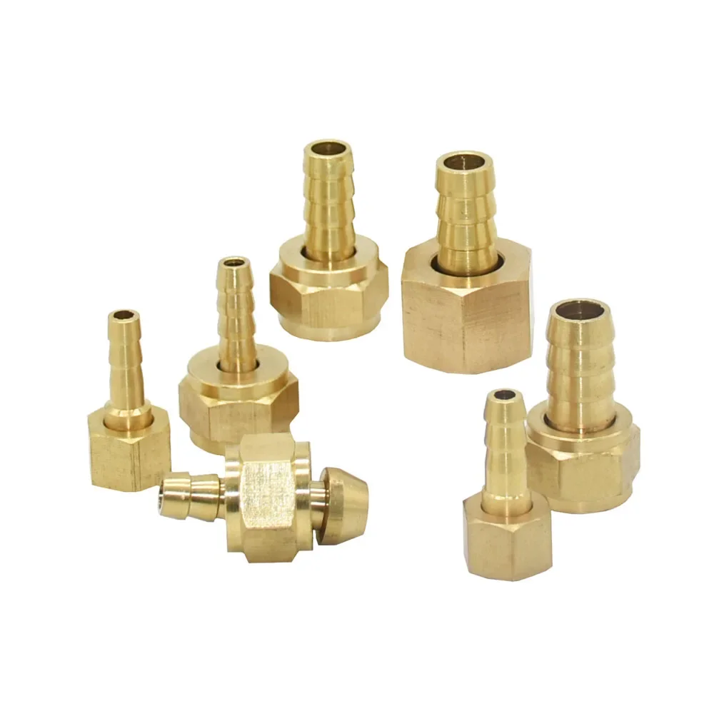 Brass 1/8" 1/4" 3/8” Female Thread To 5/6/7/8/9/10mm Hose Barb Connector Rotatable thread Pipe Fitting Copper Coupler