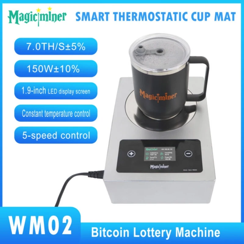 Jinglemining Magicminer WM02 Smart Coffee Mug Warmer 140W Cup Heater Built-in SHA-256 Miner 7TH/s for BTC bitcoin PSU included
