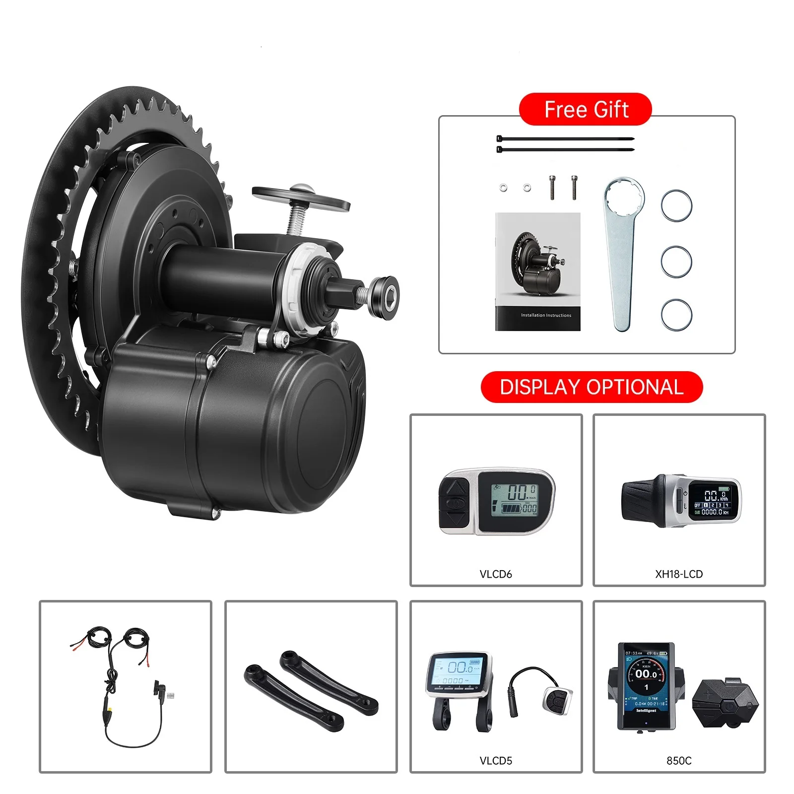 TSDZ2B tongsheng 36 V 250 W/350 W tsdz2 vélo électrique moteur central central avec capteur de couple VLCD5 XH18-LCD VLCD6