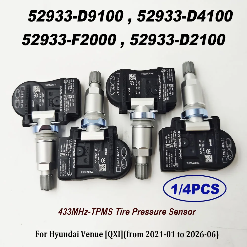 1/4PCS 433MHz TPMS Tire Pressure Monitor Sensor 52933-D9100 52933-D4100 For K-IA Sportage H-yundai Elantra 52933D9100 52933D4100