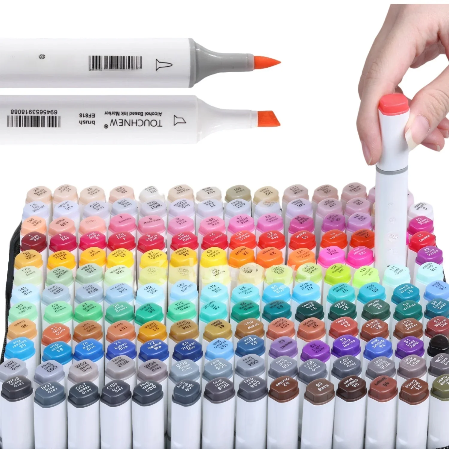 TOUCHNEW Markery alkoholowe Miękki pędzel, podwójna końcówka Fine & Chisel / Brush & Chisel Zestaw markerów artystycznych dla dorosłych artystów Rysowanie Kolorowanie — 2