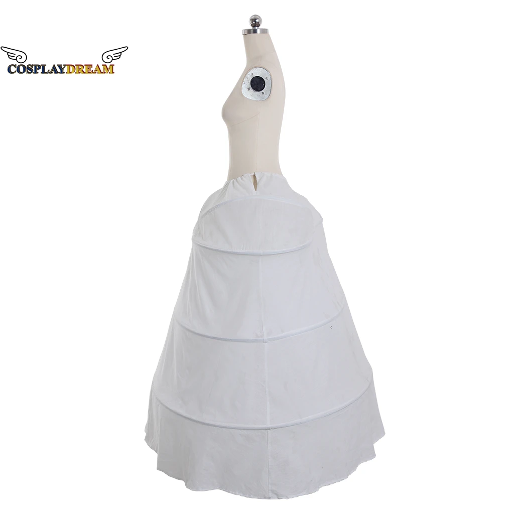 Medieval Victorian Rococo Gown Dress Petticoat Full Crinoline Wedding Party Underdress Jupon Underskirt 4 Hoops White Petticoat