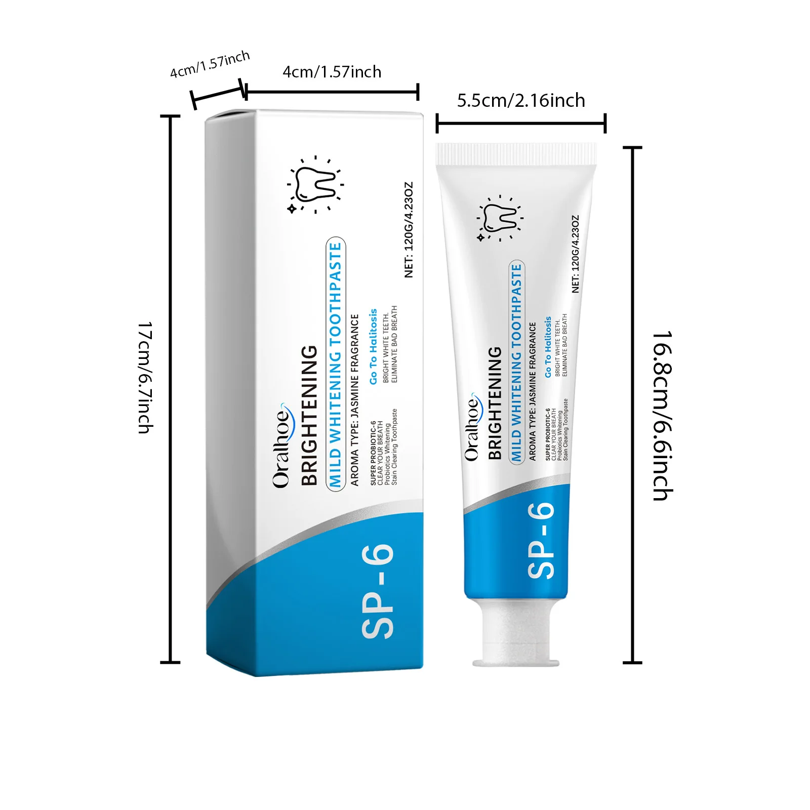 Oralmangez-Dentifrice probiotique Sp6, blanchiment des dents, élimination des taches jaunes, hygiène buccale, réparation de l'haleine fraîche, blanchiment des dents en gomme, 120g