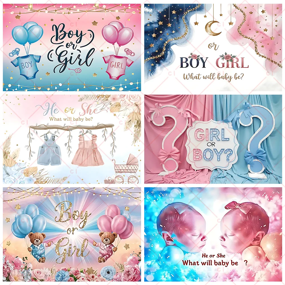 

Gender Reveal Party for Boy or Girl Photo Background Supplies Blue Pink Balloon Backdrop Newborn Baby Shower Photography Props