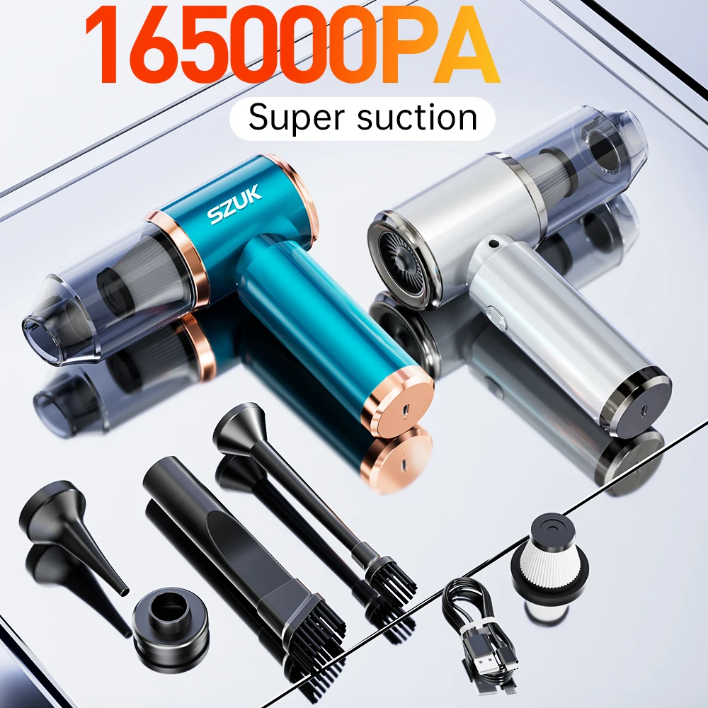 

SZUK Portable Car Vacuum Cleaner Powerful Wireless Vacuum Cleaner 165000Pa Strong Suction Handheld Mini Vacuum Cleaner for Car