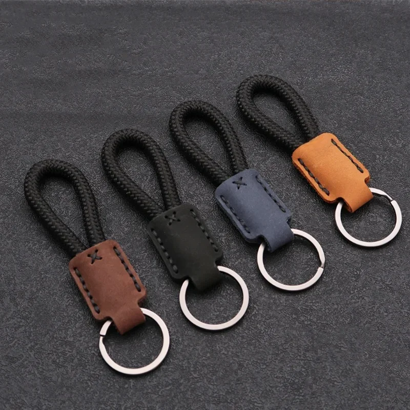 Neue klassische Vintage Kuh Leder Schlüsselanhänger Männer Persönlichkeit Mode Leder Auto Schlüsselanhänger