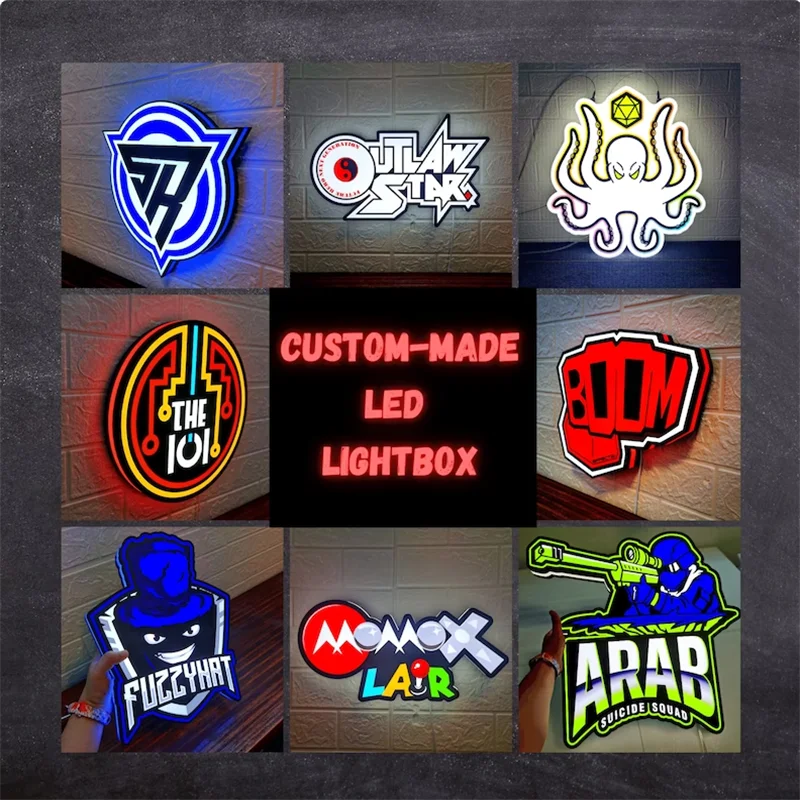 

3D Printed LED Custom Made Lightbox LED Signage Many Shape Design Great Gift For Business Sport Team Game Room