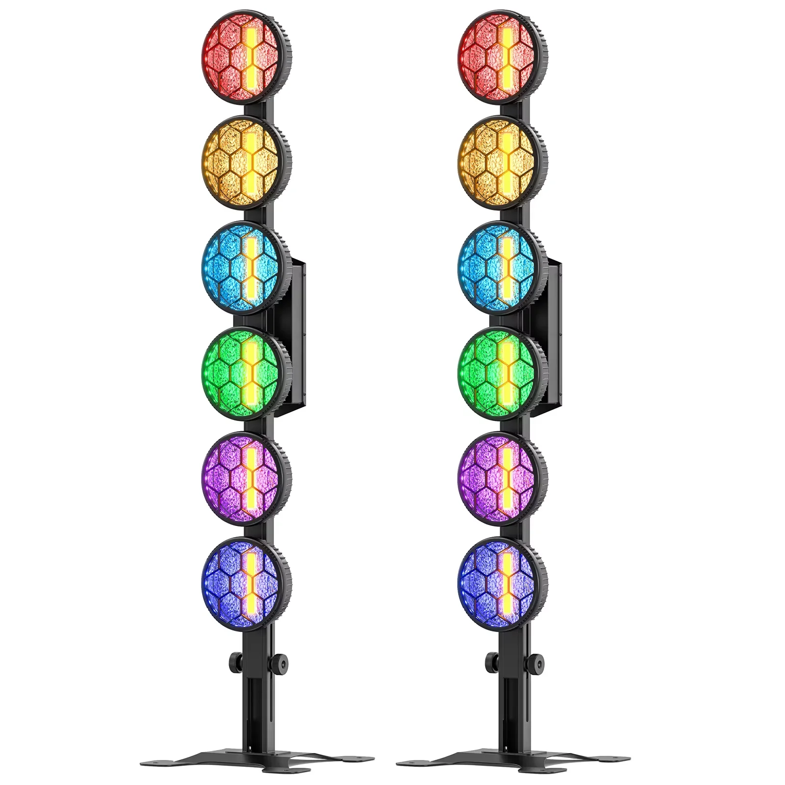 Lot de 2 barres lumineuses stroboscopiques linéaires COB à 6 LED, 350 W, vitesse de flash réglable de 1 à 20 Hz, DMX512, 15/33 canaux, barre d'éclairage de scène vintage pour concert, mariage, fête, boîte de nuit, DJ, lampe à effet disco