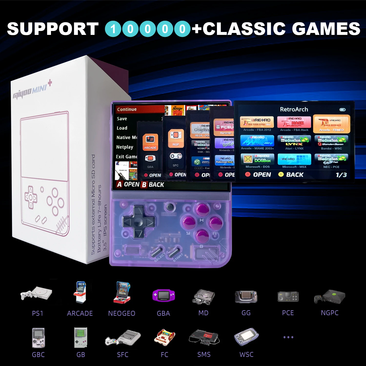 MIYOO Mini Plus Portable Retro Handheld Game Console 3.5-inch IPS HD Screen Children's Gift Linux System Classic Gaming Emulator image 3
