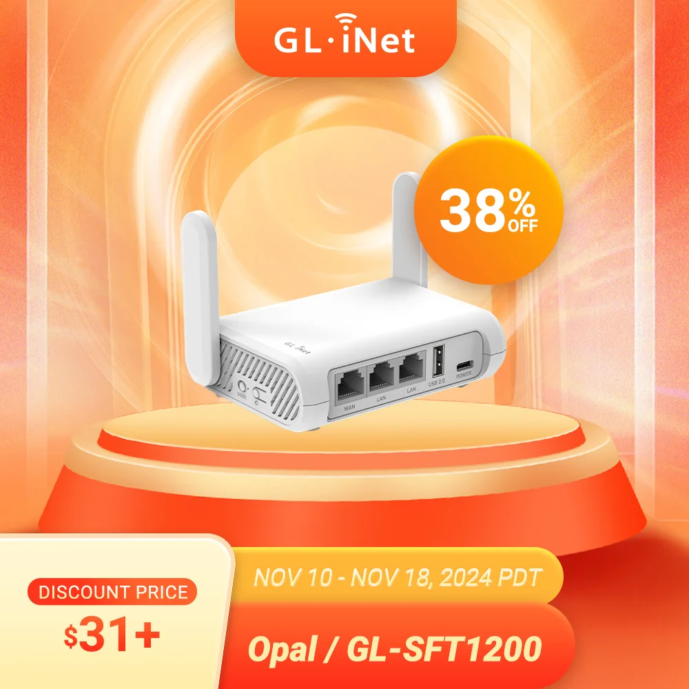 Gl. Inet Opaal (GL-SFT1200) Gigabit Dual-Band Wireless Travel Router Ondersteuning IPV6, Tor,