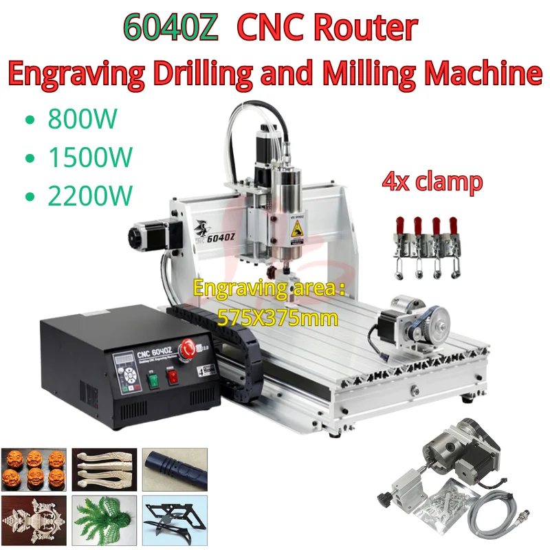 

LY 6040Z Engraving Drilling and Milling Machine USB Router Engraver 800W 1.5KW 2.2KW Spindle 3 Axis 4 Axis for Metal PCB