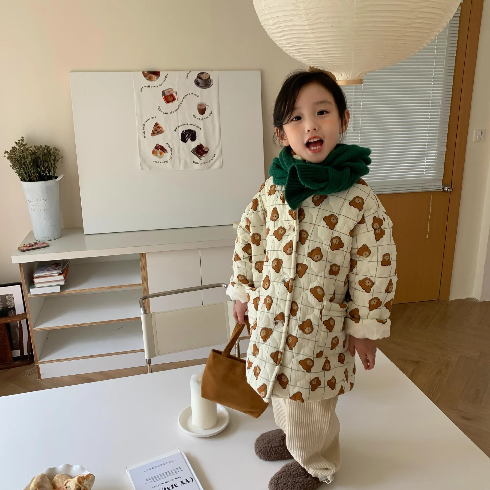 

Winter Children Parkas Baby Girls Cotton-padded Coat Boys Cartoon Bear Thickened Long Warm Jacket Kids Cotton Coat Outerwear