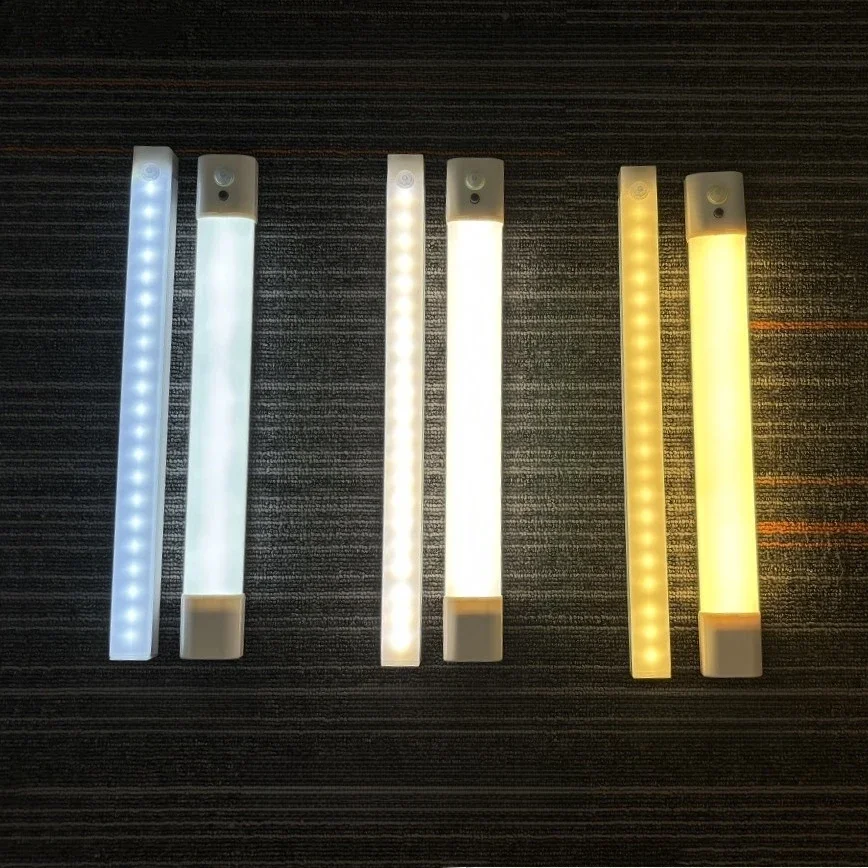 Motion Sensor LED Bar Light USB Rechargeable Night Light Wireless Strip Lamp for Kitchen Cabinet Wardrobe Staircase Backlight