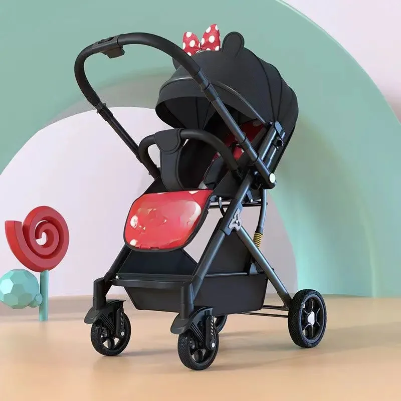 Leichter Kinderwagen mit Zwei-Wege-Schiebefunktion, Hochwertiger Kinderwagen mit Wirbelsäulenschutz, Neugeborenen-Buggy mit Vier Rädern