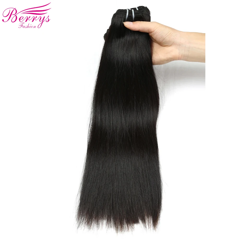 Berrys-extensiones de cabello peruano, mechones de cabello humano liso, tejido, Virgen sin procesar, negro Natural, 1/3/4 piezas, 8-30 pulgadas