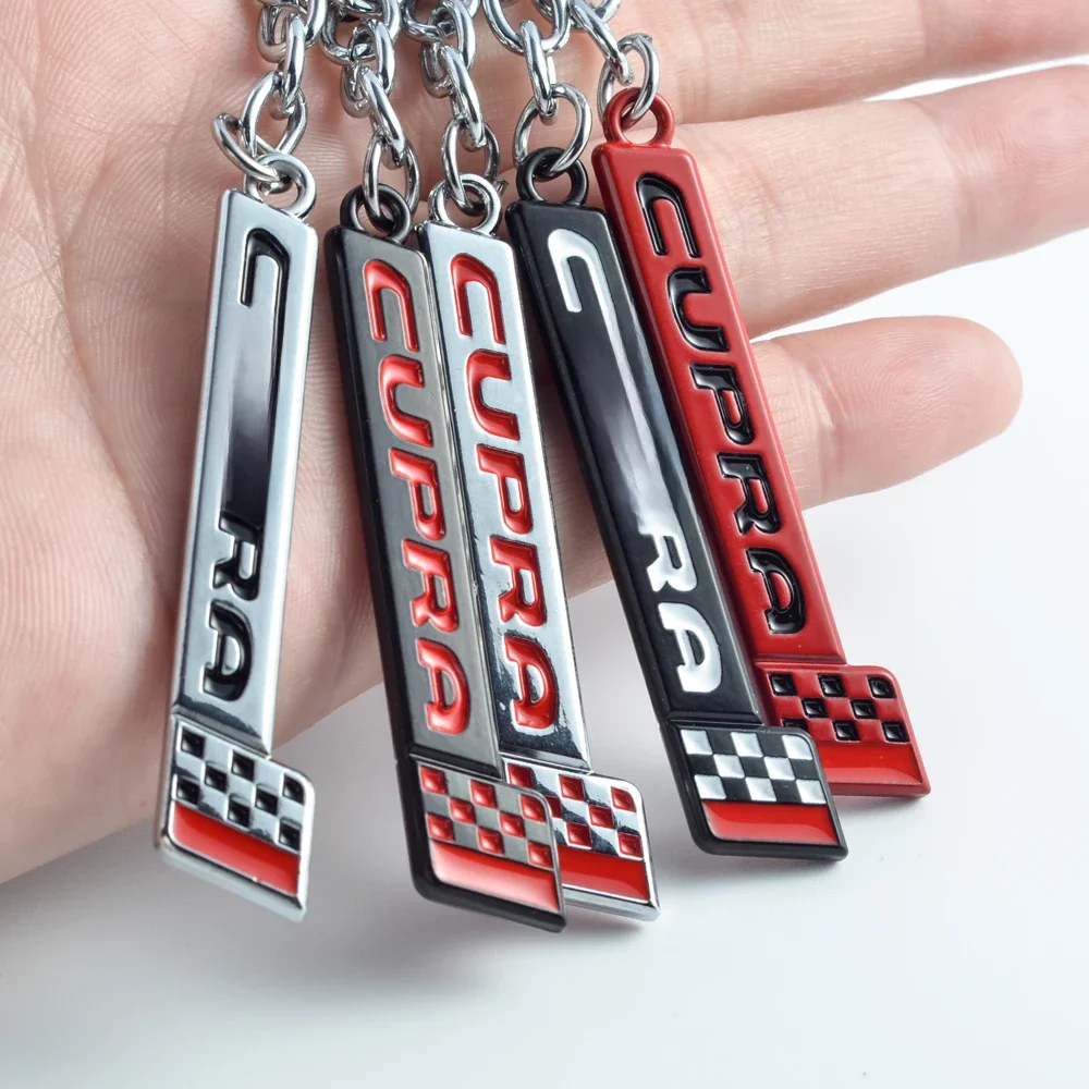 Chaveiro de carro com logotipo da bandeira de corrida, chaveiro de metal para Ateca Mii Leon 5F