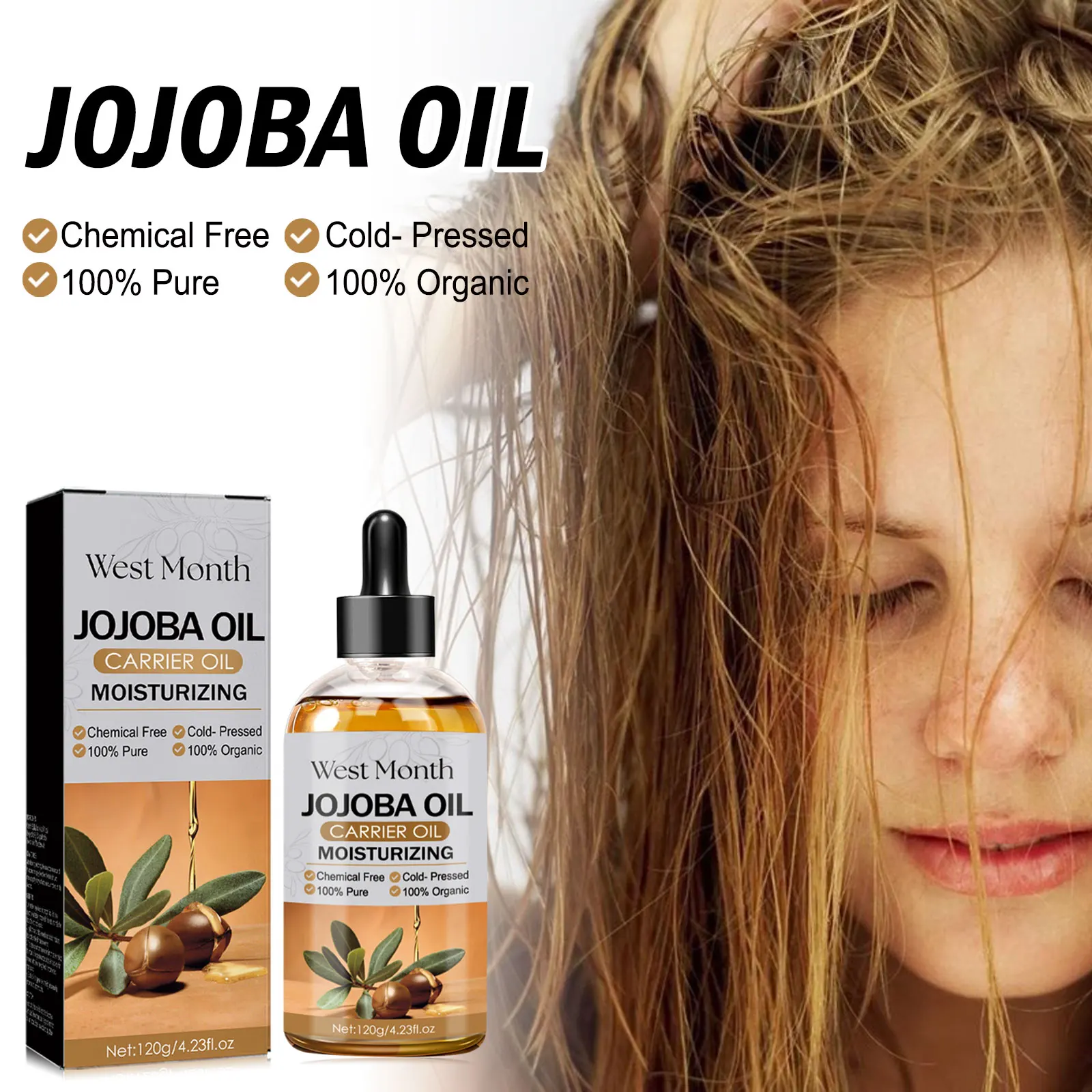 

Jojoba Hair Serum Nourishing Scalp Reduced Hair Loss Repair Dry Frizzy Hair Strengthen Follicles Smooth Hair Treatment Hair Oil