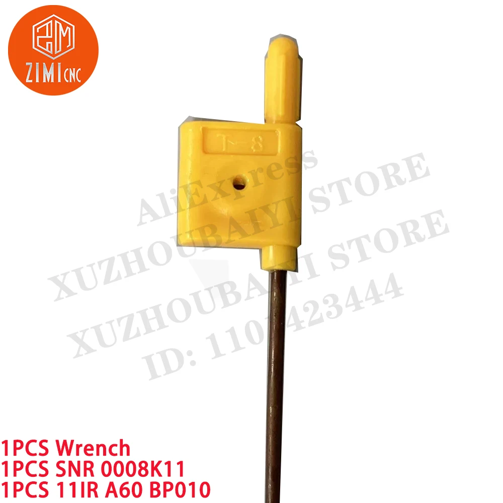 1PCSSNR0008K11 스레딩 터닝 공구 홀더 보링바 + 1PCS 11IR A60 초경 인서트 CNC 금속 선반 기계적인 절단 도구