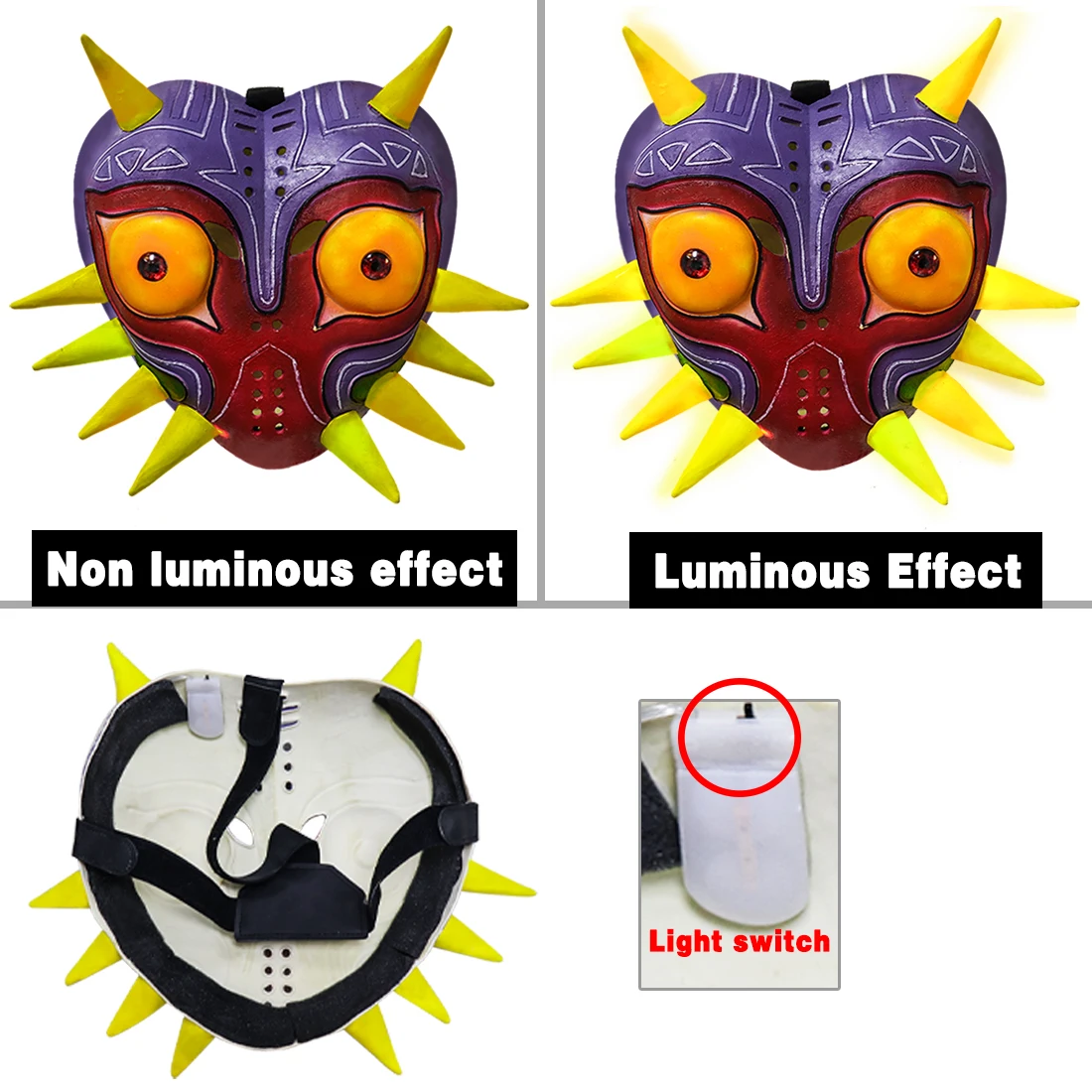 P-Jsmen The Legend of Zelda Majora Led Mask Game Cosplay Latex Face Cover per adulti bambini puntelli Cosplay di Halloween