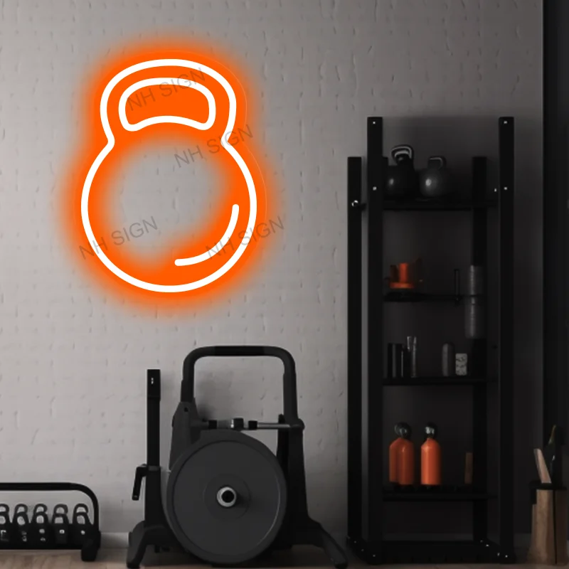 Letrero de neón Kettlebell, señal de neón para gimnasio, sala de Club de Fitness, decoración de pared del hogar, dormitorio, regalo de cumpleaños, letreros luminosos Led USB