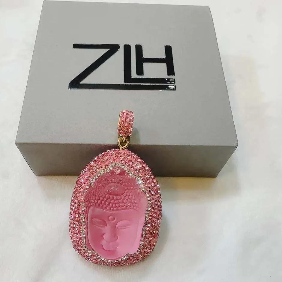 

ZLH Buddha's head Pendant, Woman Pendant Pink Necklace Pendant For Gift 3pcs