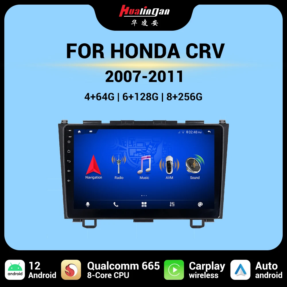 Hualingan qualcomm665 CarPlay for Honda CRV 2007-2011 Android 12 auto car stereo radio Navi BT CarPlay GPS sat