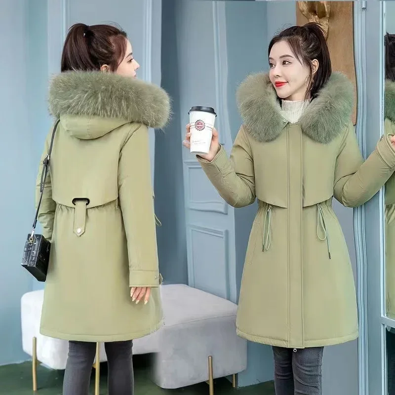 2023 oversize 6XL damska Parka zimowa nowa luźne, z wełny kurtka damska gruba kurtka z kapturem damska ciepła watowana długa kurtka typu Parka na śnieg — zdjęcie 2
