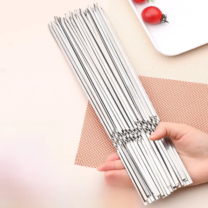 Brochettes de Barbecue réutilisables en acier inoxydable, 10/15 pièces, pour Camping en plein air, outils de pique-nique, outils de cuisine