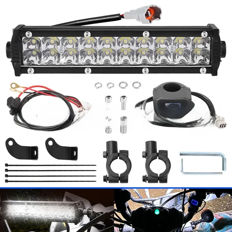 AliExpress NONE LED Headlight Light Bar Lighting Kit For CRF250F TTR110 YZF450 7/8” Motocross Handlebars Dirt Bike Off Road 60W Hight Lamp