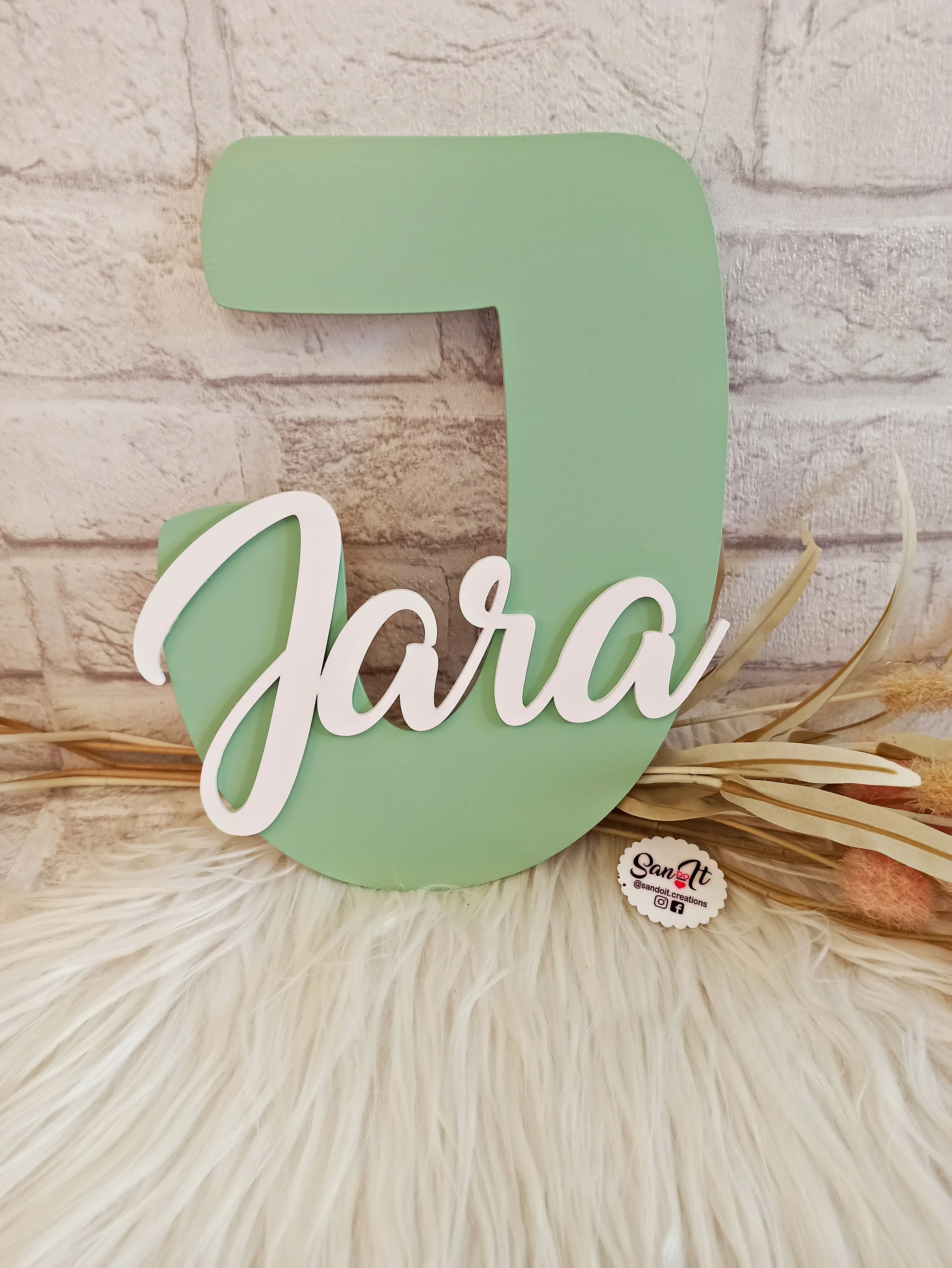 Personalized initial letter and name, wood colors, baby room door decoration, kids, original gift birth christening communion baby shower