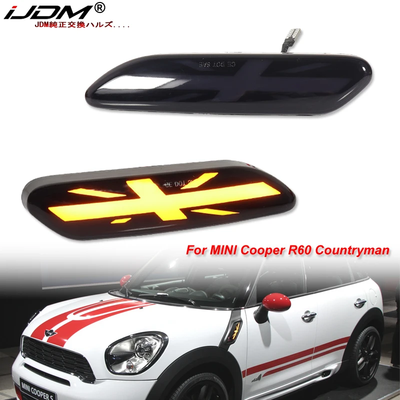 2pcs Amber LED Dynamic Sequential Blink Fender Side Marker Light For MINI Cooper R60 Countryman R61 Paceman Turn Signal Light