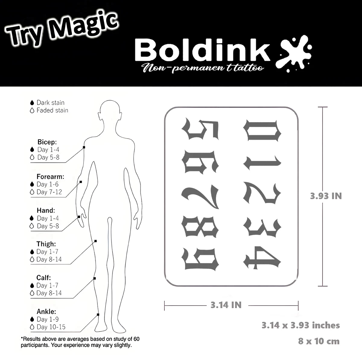 Numbers Temporary Tattoo,Lasts To 15 Days New Technology Magic Waterproof Semi Permanent Sticker.