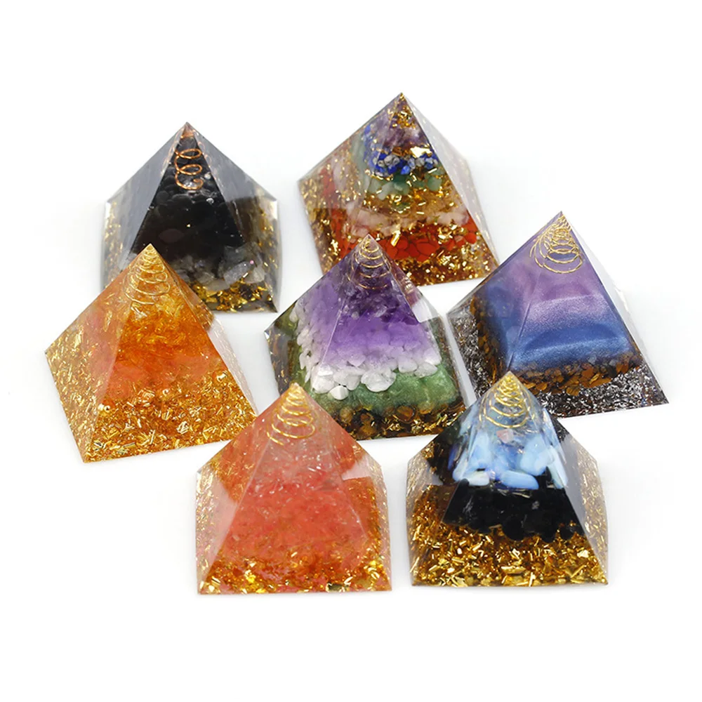 

Natural crystal gravel resin pyramid Desktop Decoration Living Room Office Decoration Jewelry Gift